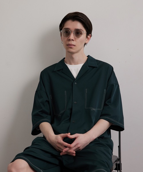 JUNRED(ジュンレッド)の「配色ダブルステッチワイドシャツ(シャツ/ブラウス・メンズ・ライトグレー/グリーン/ベージュ系その他・S/M/L)」の11枚目の写真