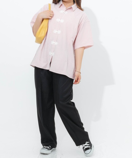 nemne store(ネンネストア)の「ストライプチャイナシャツ(シャツ/ブラウス・レディース・ブラック/ピンク/ブルー・フリー)」の17枚目の写真