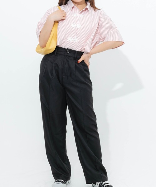 nemne store(ネンネストア)の「ストライプチャイナシャツ(シャツ/ブラウス・レディース・ブラック/ピンク/ブルー・フリー)」の6枚目の写真