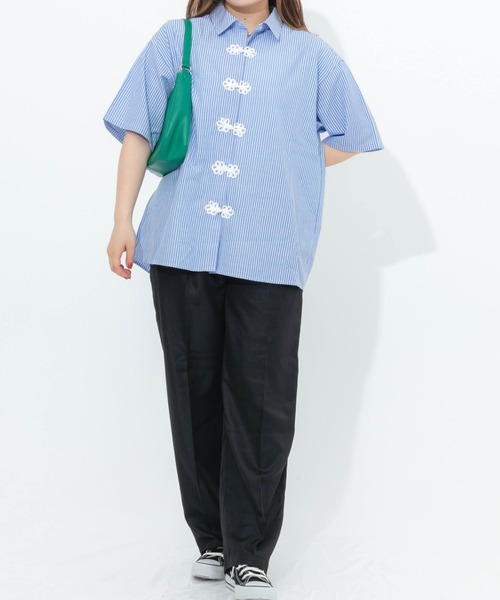 nemne store(ネンネストア)の「ストライプチャイナシャツ(シャツ/ブラウス・レディース・ブラック/ピンク/ブルー・フリー)」の21枚目の写真