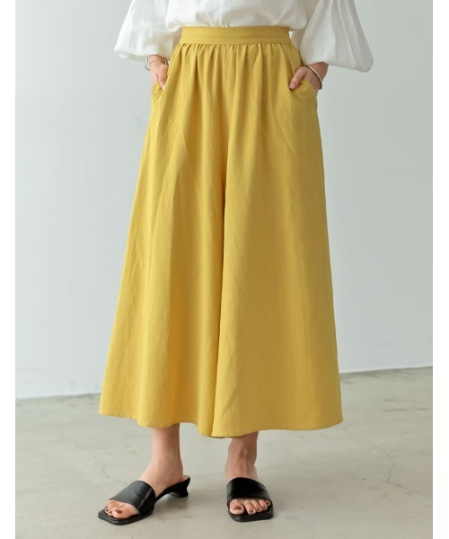 Re:EDIT（リエディ）の「[低身長/高身長サイズ有]リネンライクロングスカンツ（その他パンツ・レディース・ブラック/イエロー/ブラウン/レッド/ライトベージュ・AS/SMALL/AM/TALL/LARGE/MEDIUM）」の5枚目の写真