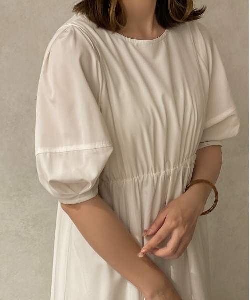apres jour clair(アプレジュールクレア)の「【apres jour clair】ランタンスリーブワンピース【ZOZOTOWN限定アイテム】(ワンピース・レディース・モカ/オフホワイト・X-LARGE/フリー)」の5枚目の写真