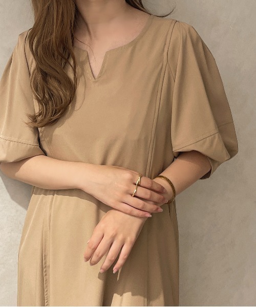 apres jour clair(アプレジュールクレア)の「【apres jour clair】ランタンスリーブワンピース【ZOZOTOWN限定アイテム】(ワンピース・レディース・モカ/オフホワイト・X-LARGE/フリー)」の14枚目の写真