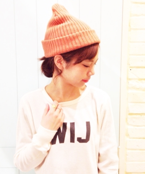 Kastane（カスタネ）の「【Kastane】KNITCAP（ニットキャップ/ビーニー・レディース・アイボリー/グレー/オレンジ/ネイビー・FREE）」の4枚目の写真