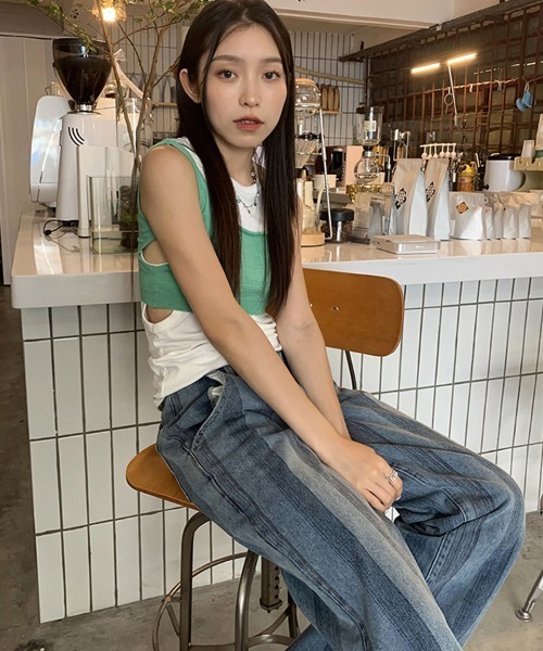 Ressaca(レサーカ)の「ストライプルーズストレートハイウエストデニムパンツ(デニムパンツ・レディース・ブルー・S/M/L)」の15枚目の写真