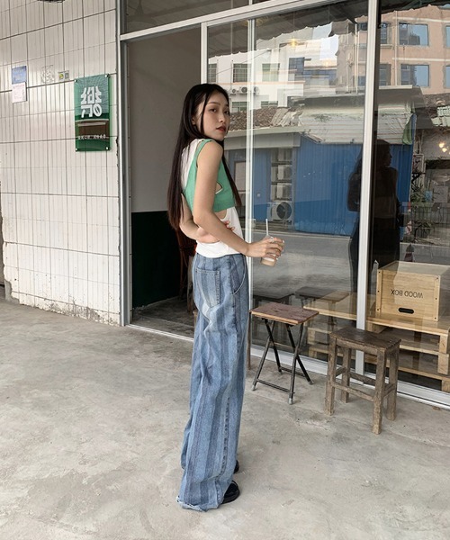 Ressaca(レサーカ)の「ストライプルーズストレートハイウエストデニムパンツ(デニムパンツ・レディース・ブルー・S/M/L)」の16枚目の写真