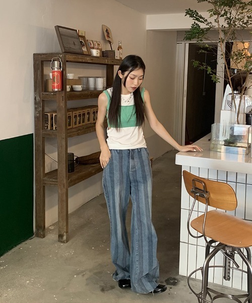 Ressaca(レサーカ)の「ストライプルーズストレートハイウエストデニムパンツ(デニムパンツ・レディース・ブルー・S/M/L)」の22枚目の写真