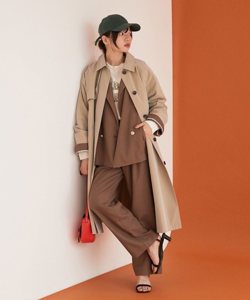 Doux archives(ドゥアルシーヴ)の「ステンカラーコート(ステンカラーコート・レディース・ネイビー/ベージュ・FREE)」の3枚目の写真