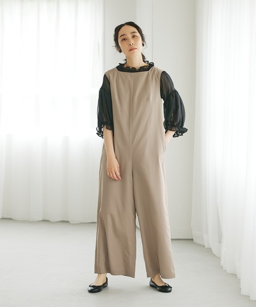 PUAL CE CIN（ピュアルセシン）の「【Du noir】シンプルなのにサマになる大人洗練イージーサロペット（サロペット/オーバーオール・レディース・ブラック/ベージュ・FREE）」の8枚目の写真