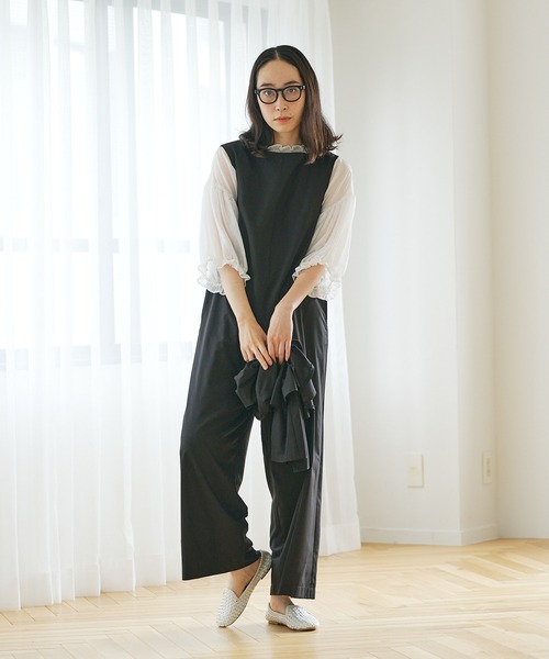 PUAL CE CIN（ピュアルセシン）の「【Du noir】シンプルなのにサマになる大人洗練イージーサロペット（サロペット/オーバーオール・レディース・ブラック/ベージュ・FREE）」の3枚目の写真