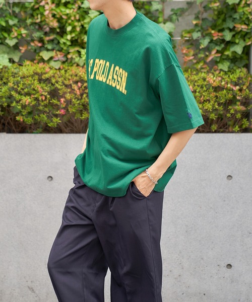 U.S. POLO ASSN.（ユーエスポロアッスン）の「【U.S. POLO ASSN.】USPOLO カレッジロゴ刺繍&袖ワンポイントロゴ Tシャツ（Tシャツ/カットソー・メンズ・ホワイト系/ホワイト系2/ブラック系/ブラック系2/グリーン系/グリーン系2/ネイビー系/ネイビー系2・S/M/L）」の10枚目の写真