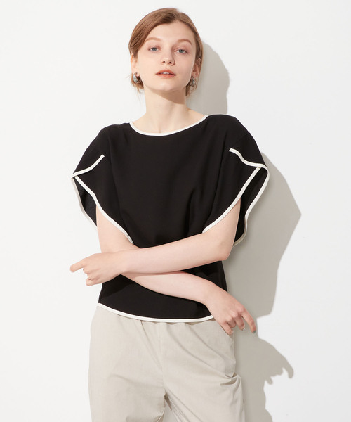 LE SOUK HOLIDAY(ルスークホリデー)の「配色パイピングブラウス(シャツ/ブラウス・レディース・ベージュ/ブラック/オフホワイト・M/L)」の2枚目の写真