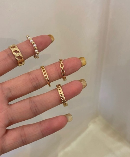 nemne store(ネンネストア)の「【accessory】(5点セット)ニュアンスリングセット(リング・レディース・シルバー/ゴールド・フリー)」の4枚目の写真