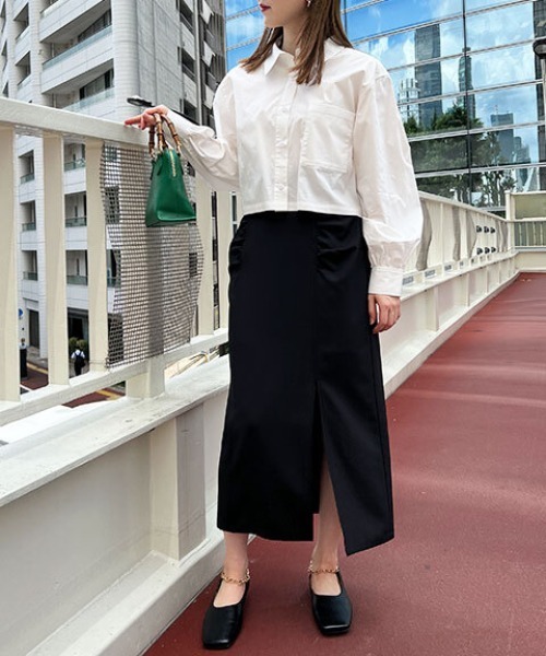 FREE'S MART（フリーズマート）の「【Sシリーズ対応】◆ギャザーディティールフロントスリットナロースカート（スカート・レディース・ホワイト系その他/ブラック/ブラウン系その他・X-SMALL/SMALL/MEDIUM）」の6枚目の写真