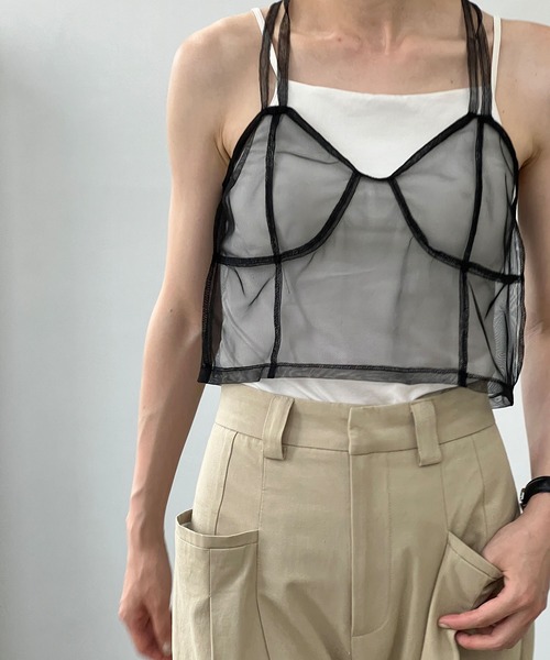 MAISON CHUCLLA(メゾンチュクラ)の「チュール シアーキャミソール chwj22a02(キャミソール・レディース・ブラック・FREE)」の10枚目の写真