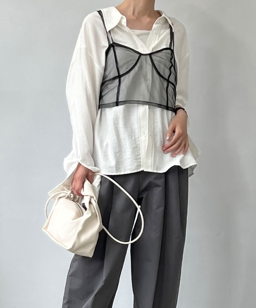 MAISON CHUCLLA(メゾンチュクラ)の「チュール シアーキャミソール chwj22a02(キャミソール・レディース・ブラック・FREE)」の12枚目の写真