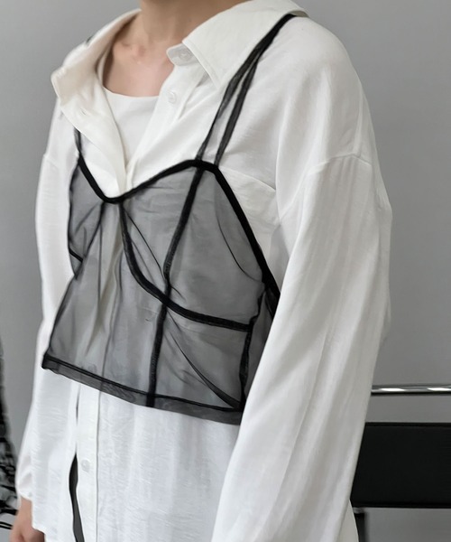 MAISON CHUCLLA(メゾンチュクラ)の「チュール シアーキャミソール chwj22a02(キャミソール・レディース・ブラック・FREE)」の8枚目の写真