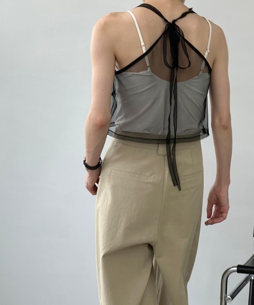 MAISON CHUCLLA(メゾンチュクラ)の「チュール シアーキャミソール chwj22a02(キャミソール・レディース・ブラック・FREE)」の3枚目の写真