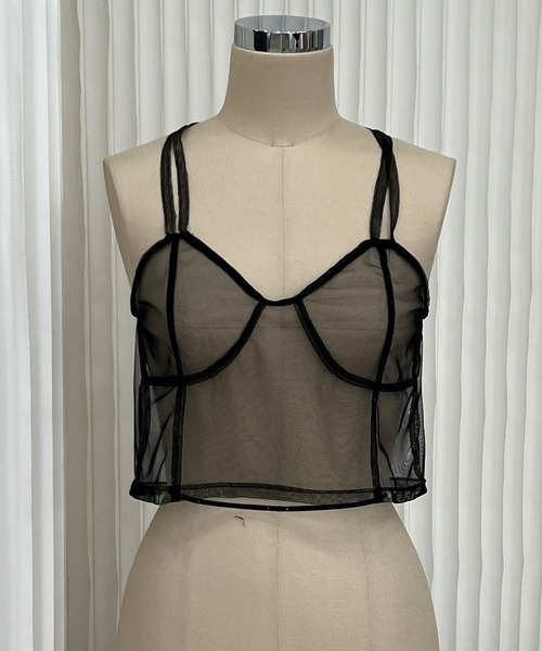 MAISON CHUCLLA(メゾンチュクラ)の「チュール シアーキャミソール chwj22a02(キャミソール・レディース・ブラック・FREE)」の7枚目の写真