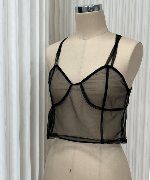 MAISON CHUCLLA(メゾンチュクラ)の「チュール シアーキャミソール chwj22a02(キャミソール・レディース・ブラック・FREE)」の15枚目の写真