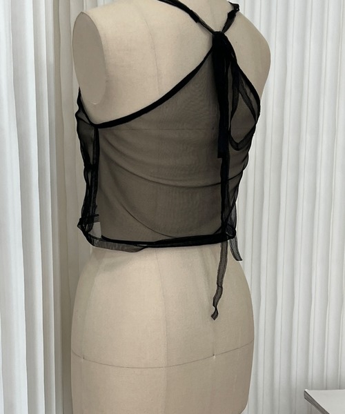 MAISON CHUCLLA(メゾンチュクラ)の「チュール シアーキャミソール chwj22a02(キャミソール・レディース・ブラック・FREE)」の5枚目の写真