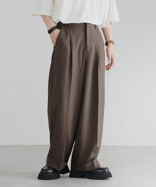 epnok（エプノック）の「ロールアップバギーワイドパンツ（スラックス・メンズ・ブラック/モカ/グレイッシュブルー・SMALL/MEDIUM/LARGE）」の3枚目の写真