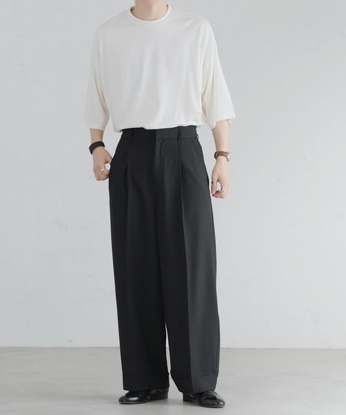 epnok（エプノック）の「ロールアップバギーワイドパンツ（スラックス・メンズ・ブラック/モカ/グレイッシュブルー・SMALL/MEDIUM/LARGE）」の6枚目の写真