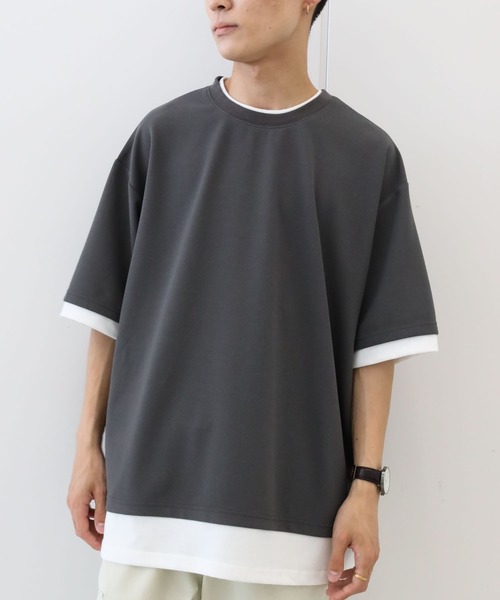 CRAFT STANDARD BOUTIQUE(クラフトスタンダードブティック)の「JQカットレイヤーTEE *(Tシャツ/カットソー・メンズ・チャコールグレー/グレー/カーキ/モカ・LL/M/L)」の2枚目の写真