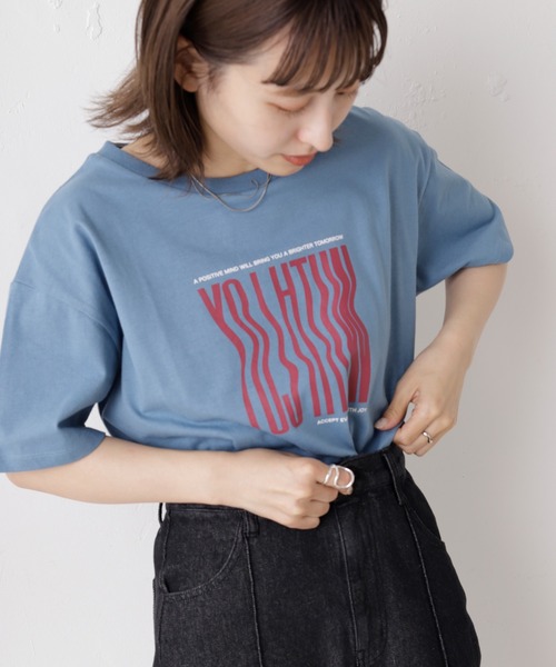 Kastane（カスタネ）の「WAVYロゴTee（Tシャツ/カットソー・レディース・チャコールグレー/オフホワイト/オレンジ/ブルー・FREE）」の20枚目の写真