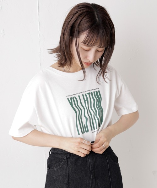 Kastane（カスタネ）の「WAVYロゴTee（Tシャツ/カットソー・レディース・チャコールグレー/オフホワイト/オレンジ/ブルー・FREE）」の5枚目の写真