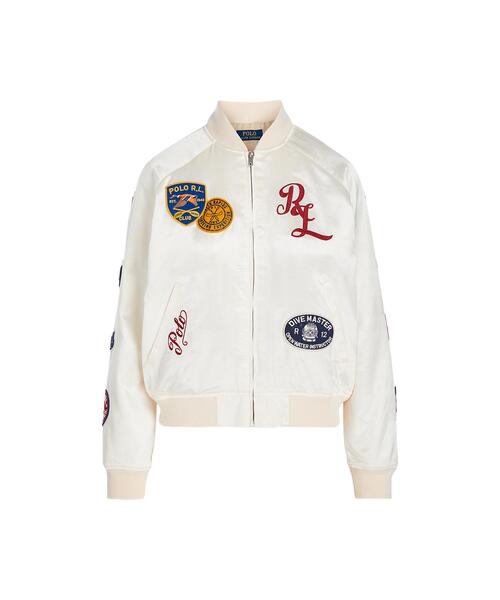 POLO RALPH LAUREN（ポロ ラルフ ローレン）の「ロゴ ミックスドパッチ サテン ボンバー ジャケット（MA-1・レディース・ナチュラル・L/XS/S/M）」の5枚目の写真