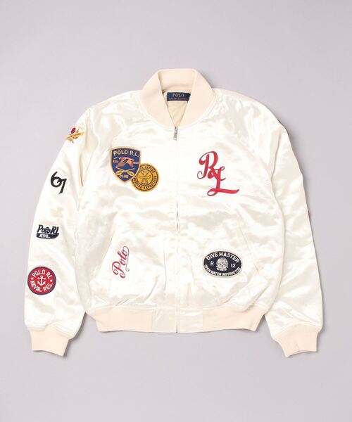 POLO RALPH LAUREN（ポロ ラルフ ローレン）の「ロゴ ミックスドパッチ サテン ボンバー ジャケット（MA-1・レディース・ナチュラル・L/XS/S/M）」の6枚目の写真