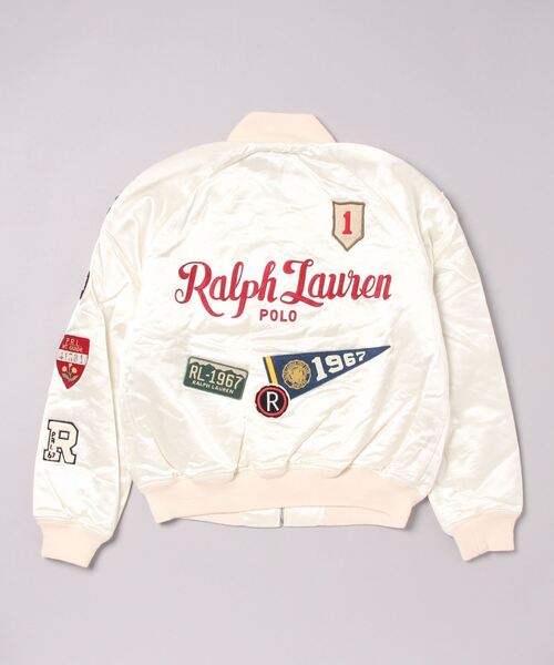 POLO RALPH LAUREN（ポロ ラルフ ローレン）の「ロゴ ミックスドパッチ サテン ボンバー ジャケット（MA-1・レディース・ナチュラル・L/XS/S/M）」の8枚目の写真