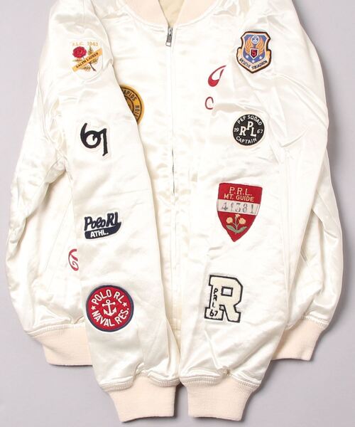 POLO RALPH LAUREN（ポロ ラルフ ローレン）の「ロゴ ミックスドパッチ サテン ボンバー ジャケット（MA-1・レディース・ナチュラル・L/XS/S/M）」の9枚目の写真