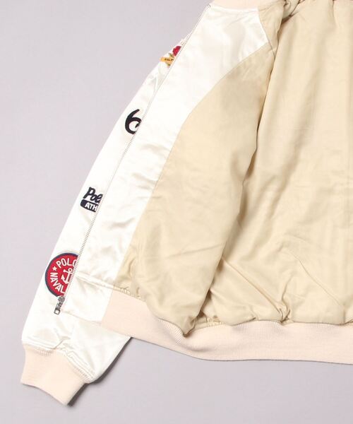 POLO RALPH LAUREN（ポロ ラルフ ローレン）の「ロゴ ミックスドパッチ サテン ボンバー ジャケット（MA-1・レディース・ナチュラル・L/XS/S/M）」の4枚目の写真