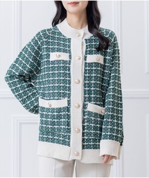 clear | チェック柄配色ニット/カーディガン/トップス≪2022AW新作≫(カーディガン/ボレロ)