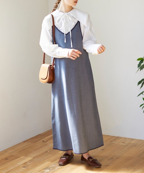 Isn't She?（イズントシー）の「配色キャミワンピース（ワンピース・レディース・ブラック/ブラウン/ベージュ/ブルー/ライトブラウン/パープル・FREE）」の5枚目の写真