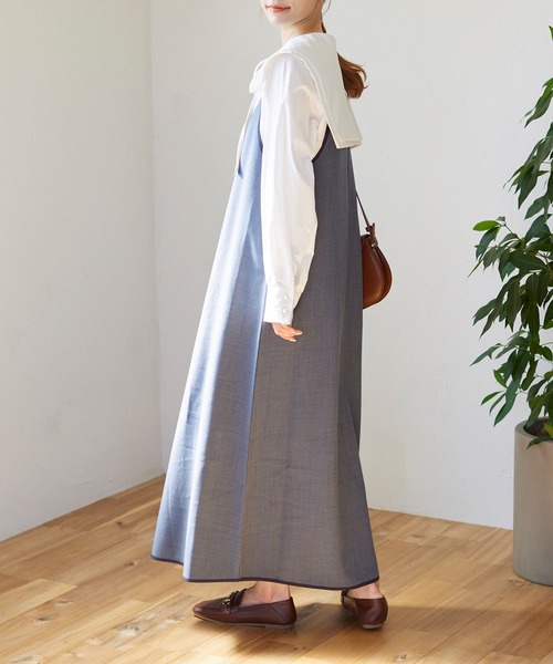Isn't She?（イズントシー）の「配色キャミワンピース（ワンピース・レディース・ブラック/ブラウン/ベージュ/ブルー/ライトブラウン/パープル・FREE）」の14枚目の写真