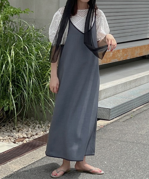 Isn't She?（イズントシー）の「配色キャミワンピース（ワンピース・レディース・ブラック/ブラウン/ベージュ/ブルー/ライトブラウン/パープル・FREE）」の22枚目の写真