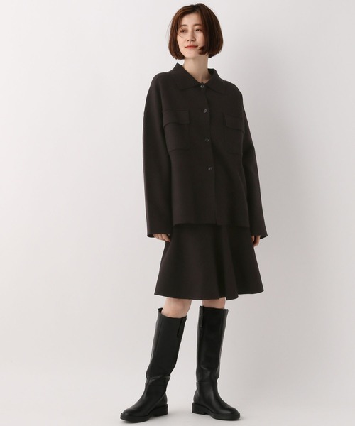 A part by(アパートバイ)の「セットアップ対応/エリツキニットシャツ 123618(シャツ/ブラウス・レディース・ブラック/ベージュ・FREE)」の5枚目の写真
