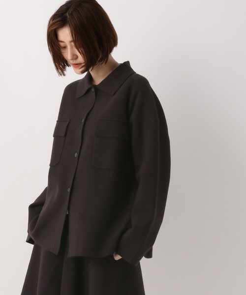 A part by(アパートバイ)の「セットアップ対応/エリツキニットシャツ 123618(シャツ/ブラウス・レディース・ブラック/ベージュ・FREE)」の3枚目の写真