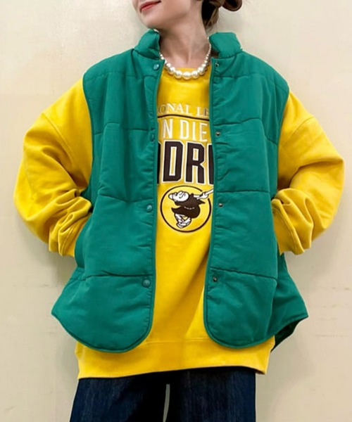 HONEYSUCKLE ROSE(ハニーサックルローズ)の「【HONEYSUCKLE ROSE】中綿ベスト(その他アウター・レディース・ブラック/グリーン・M/L)」の1枚目の写真