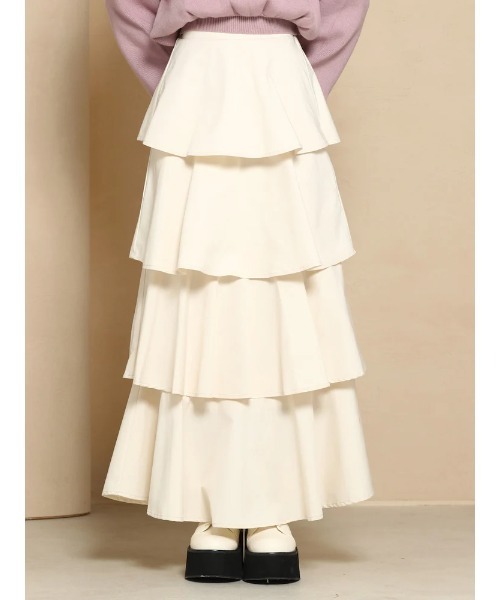 Darich(ダーリッチ)の「ティアードロングスカート(スカート・レディース・ブラック/ブラウン/アイボリー・FREE/FS)」の2枚目の写真