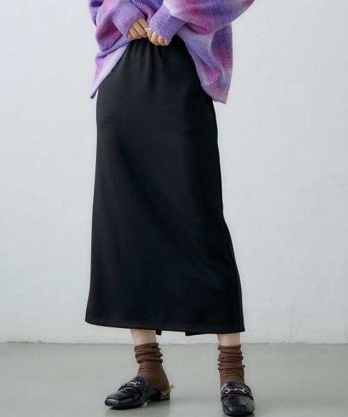 miclat（ミクラ）の「大きいサイズ　カットソロング丈ナロースカート　miclat（スカート・レディース・ブルー/ブラック/ボルドー/ピンク系/グリーン系・L/LL/3L/4L/5L）」の2枚目の写真