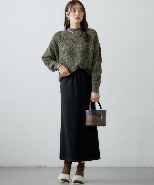 miclat（ミクラ）の「大きいサイズ　カットソロング丈ナロースカート　miclat（スカート・レディース・ブルー/ブラック/ボルドー/ピンク系/グリーン系・L/LL/3L/4L/5L）」の7枚目の写真