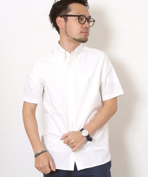 coen（コーエン）の「オックスフォードボタンダウンシャツ半袖（シャツ/ブラウス・メンズ・ホワイト/ネイビー・MEDIUM/LARGE/X-SMALL/X-LARGE/SMALL）」の2枚目の写真