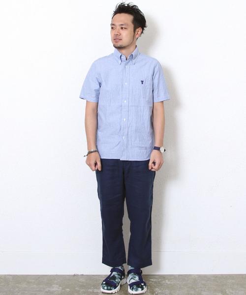 coen（コーエン）の「オックスフォードボタンダウンシャツ半袖（シャツ/ブラウス・メンズ・ホワイト/ネイビー・MEDIUM/LARGE/X-SMALL/X-LARGE/SMALL）」の3枚目の写真