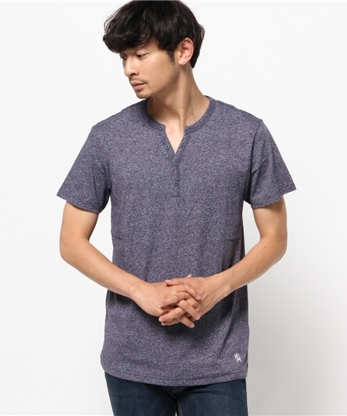 GIORDANO（ジョルダーノ）の「[GIORDANO]ﾍﾝﾘｰﾈｯｸ半袖Ｔシャツ（Tシャツ/カットソー・メンズ・ホワイト/ブラック/グレー/ブルー/ブルー系その他/インディゴブルー・MEDIUM/LARGE/SMALL/X-LARGE）」の5枚目の写真