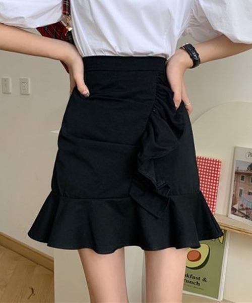 Nia（ニア）の「Nia(ニア)/フリルミニスカート（スカート・レディース・ブラック/ホワイト・SMALL/MEDIUM/LARGE）」の2枚目の写真