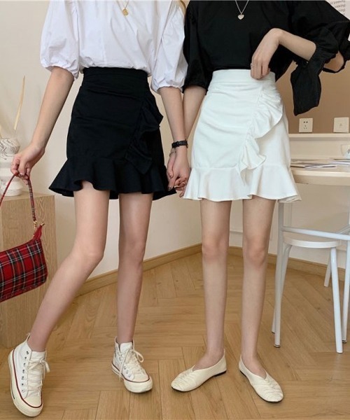 Nia（ニア）の「Nia(ニア)/フリルミニスカート（スカート・レディース・ブラック/ホワイト・SMALL/MEDIUM/LARGE）」の5枚目の写真